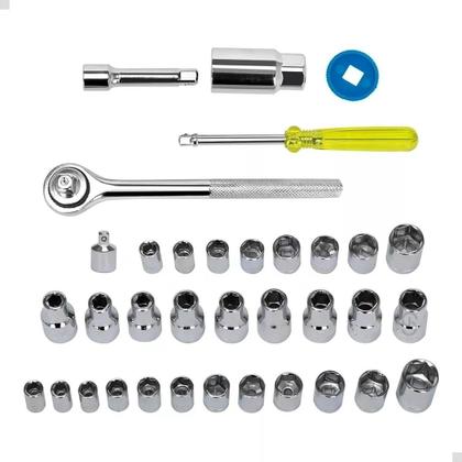 Imagem de Jogo Chaves Catraca Reversível Soquetes 40 Peças Com Maleta