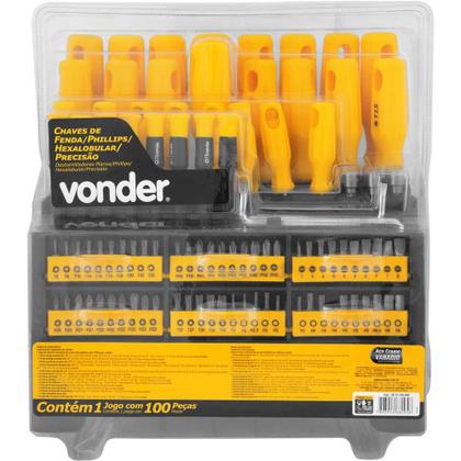 Imagem de Jogo Chaves Fenda/Phillips/Hex/Precisão 100 pçs Vonder