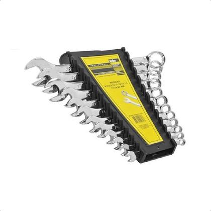 Imagem de Jogo Chaves Fixas Combinado Kit 12Pçs 6 a 22mm Aço Cromo Vanádio