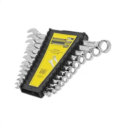 Imagem de Jogo Chaves Fixas Combinado Kit 12Pçs 6 a 22mm Aço Cromo Vanádio