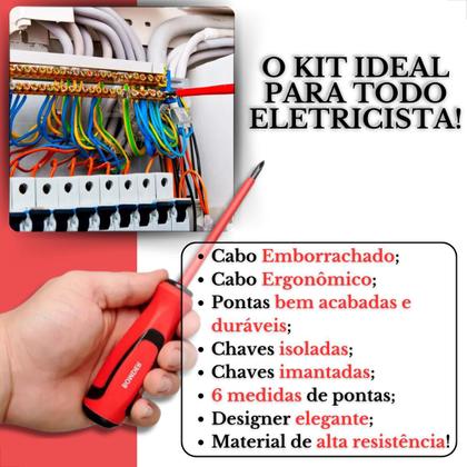Imagem de Jogo Chaves Isoladas Philips e Chave de Fenda Kit Com 6 Peças Bomder BOM3110