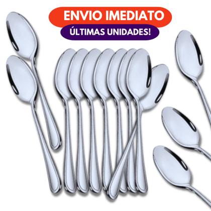 Imagem de Jogo Colher Sopa de Mesa Aço Inox Premium Talher Cozinha Restaurante Bar Buffet Multifuncional