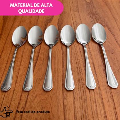 Imagem de Jogo Colher Sopa de Mesa Aço Inox Premium Talher Cozinha Restaurante Bar Buffet Multifuncional