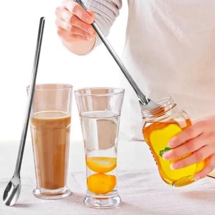 Imagem de Jogo com 10 Colheres de Suco Mexedora para Jarra em Inox 30cm