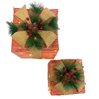 Imagem de Jogo Com 2 Caixas De Presente Enfeite Natalino Com Luz