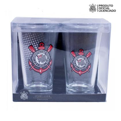 Imagem de Jogo com 2 Copos de Vidro 475ml Oficial Licenciado Corinthians