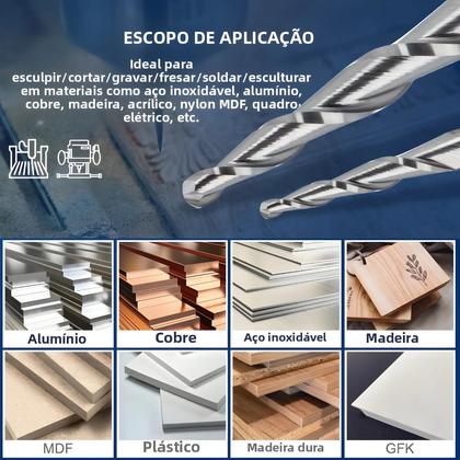Imagem de Jogo com 2 Fresas Cônica de Bola para CNC - Carboneto para Madeira e Metal