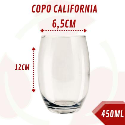 Imagem de Jogo com 24 Copos Vidro California Suco Drink Bebidas 440ML