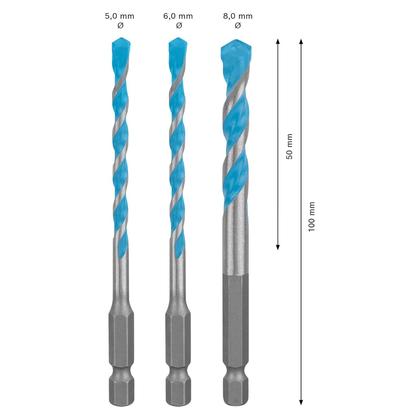 Imagem de Jogo com 3 Brocas Bosch HEX9 Multiconstruction 5mm 6mm e 8mm  2 608 900 584