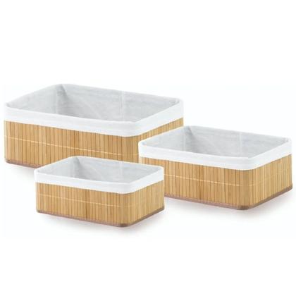 Imagem de Jogo Com 3 Cestos Organizadores em Bambu e Tecido Mimo Style