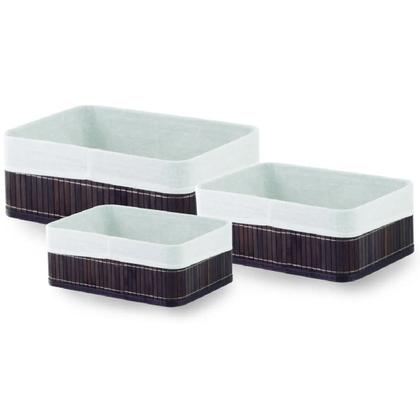 Imagem de Jogo Com 3 Cestos Organizadores em Bambu e Tecido Mimo Style