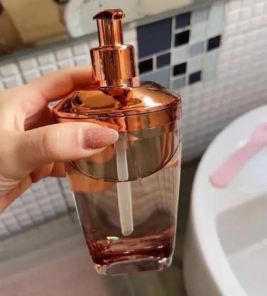 Imagem de Jogo Com 3 Peças Para Banheiro Lavabo Rose Gold Premium Luxo Acrílico