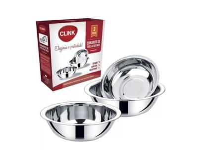 Imagem de Jogo Com 3 Tigelas De Aço Inox Cozinha 19, 21 E 23 Cm