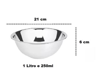 Imagem de Jogo Com 3 Tigelas De Aço Inox Cozinha 19, 21 E 23 Cm