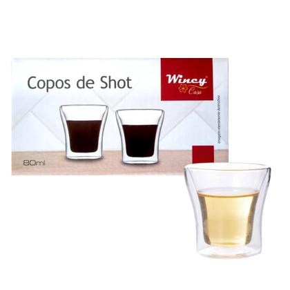 Imagem de Jogo com 4 Copos de Vidro de Paredes Duplas 80ml Café / Shot