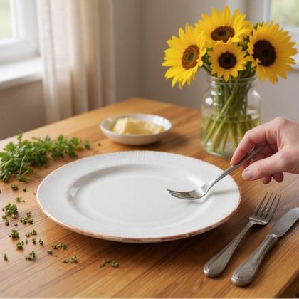 Imagem de Jogo Com 4 Pratos Raso 27cm Cerâmica Cor Cinza Minimalista