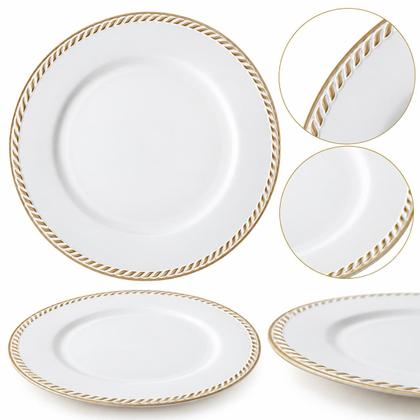 Imagem de Jogo Com 4 Sousplats Requinte 33cm Branco Com Friso Dourado