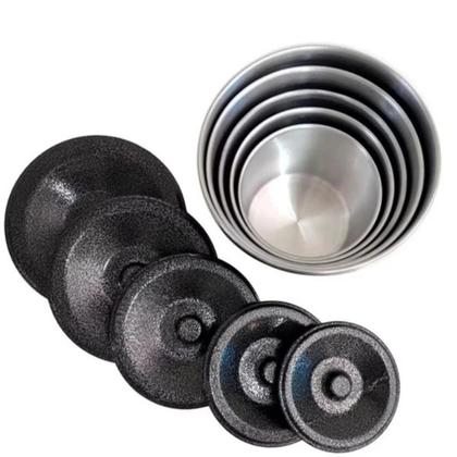 Imagem de Jogo com 5 Potes de Mantimento de Alumínio Craqueado Preto - LAREDU