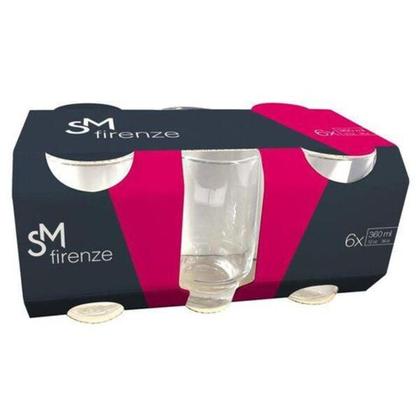 Imagem de Jogo Com 6 Copos De Vidro Long Drink Firenze 360 Ml Sm