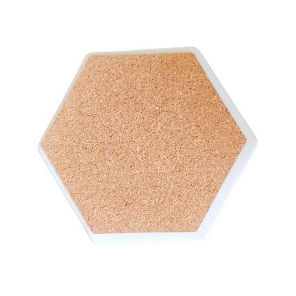 Imagem de Jogo com 6 Porta Copos Hexagonais Marmorizados Fio Dourado Cerâmica 9,5x9,5cm