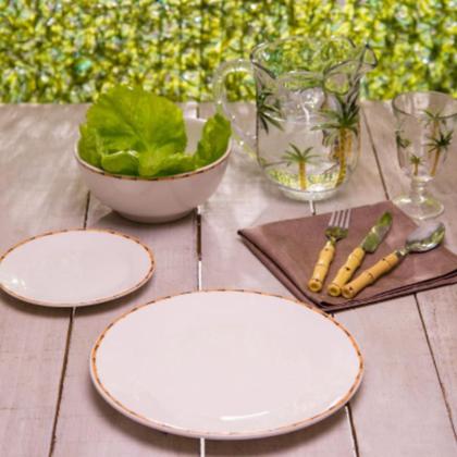 Imagem de Jogo com 6 Pratos para Sobremesa Porcelana Mod. Bambu Ø18cm - Lyor