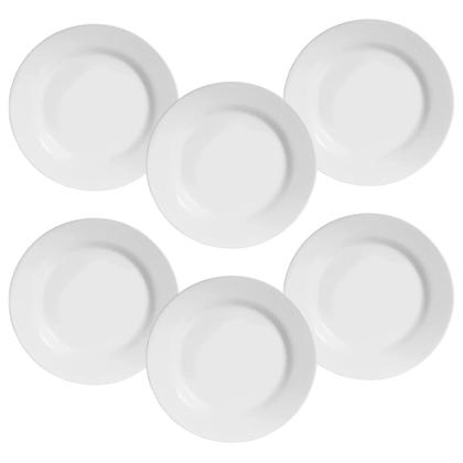 Imagem de Jogo Com 6 Pratos Redondo Branco de Melamina Para Sobremesa Kit 6 Pratinhos Redondo De Plástico Branco 18cm Para Bolo Doces E Sobremesas Bestfer