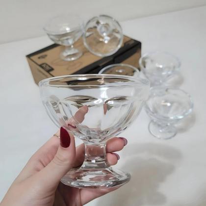 Imagem de Jogo Com 6 Taças De Sobremesa 210ml Vidro Transparente Diamond para Sorvete, Açaí, Frutas e Doces