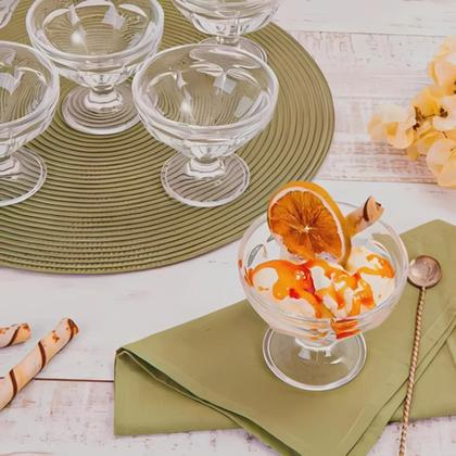 Imagem de Jogo Com 6 Taças De Sobremesa 210ml Vidro Transparente Diamond para Sorvete, Açaí, Frutas e Doces