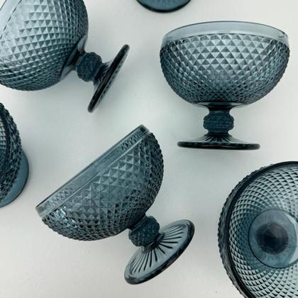 Imagem de Jogo Com 6 Taças de Sobremesa Vidro Azul Bico de Jaca 312ml