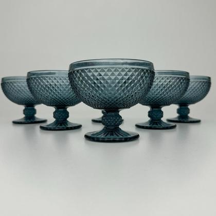 Imagem de Jogo Com 6 Taças de Sobremesa Vidro Azul Bico de Jaca 312ml