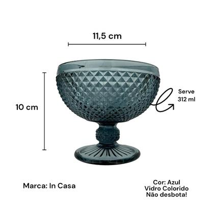 Imagem de Jogo Com 6 Taças de Sobremesa Vidro Azul Bico de Jaca 312ml