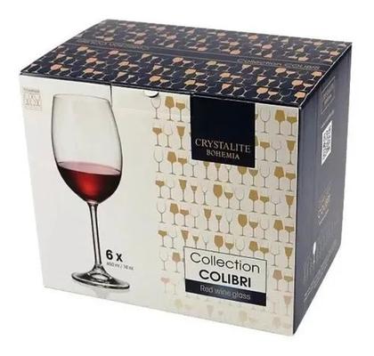 Imagem de Jogo Com 6 Taças De Vinho Tinto Em Cristal Bohemia 580ml