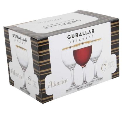 Imagem de Jogo com 6 Taças Para Vinho 210ml Vidro com Bordas Douradas