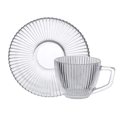 Imagem de Jogo Com 6 Xícaras Com Pires De Vidro Café Graffiato 230ml Luxo Transparente