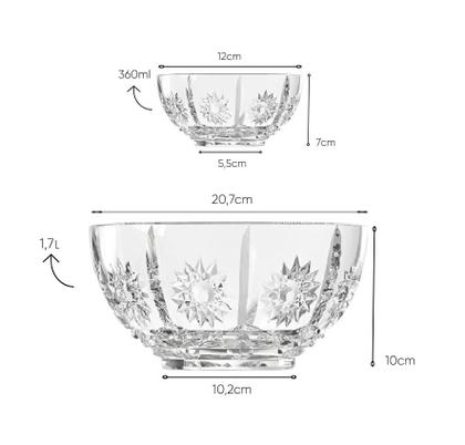 Imagem de Jogo com 7 Bowls em Vidro para Sobremesa com Relevo Variado