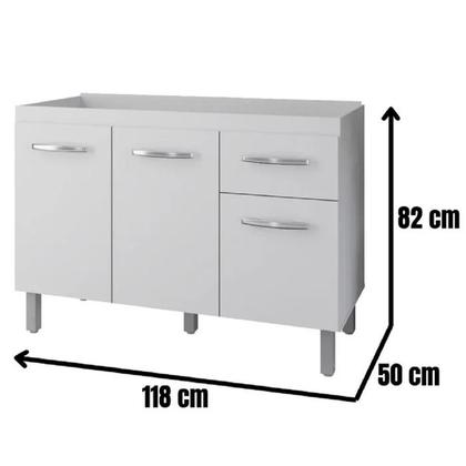 Imagem de Jogo  Com Balcão Sem Tampo e Armário De Cozinha  Com 7 Portas Branco - Moblis