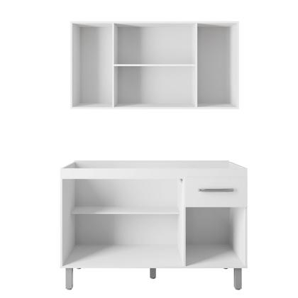 Imagem de Jogo  Com Balcão Sem Tampo e Armário De Cozinha  Com 7 Portas Branco - Moblis