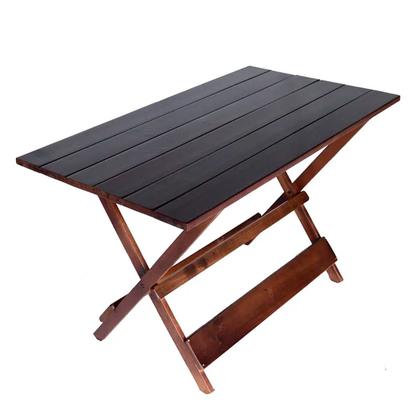 Imagem de Jogo Conjunto 1 Mesa 120x70 e 4 Cadeiras Bar Dobrável em Madeira - Com Pintura Cor Imbuia