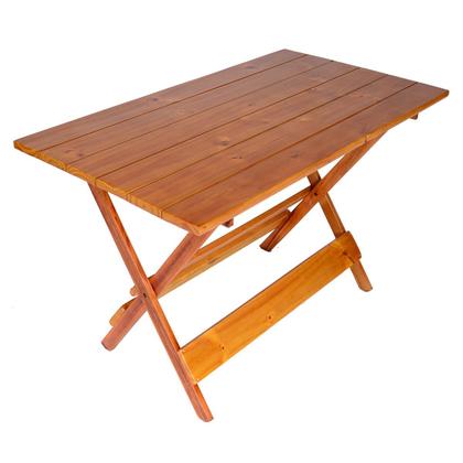 Imagem de Jogo Conjunto 1 Mesa 120x70 e 6 Cadeiras Bar Dobrável em Madeira - Com Pintura Mel