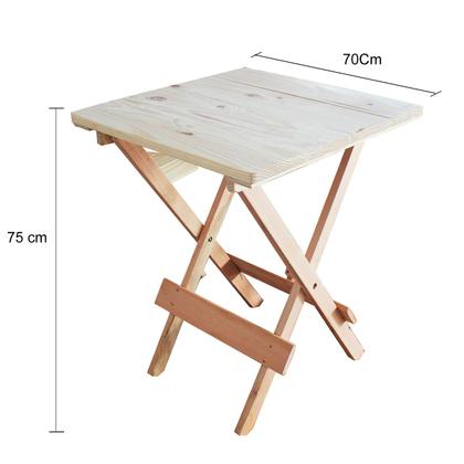 Imagem de Jogo Conjunto 1 Mesa 70x70 e 4 Cadeiras Bar Dobrável em Madeira Sem Pintura