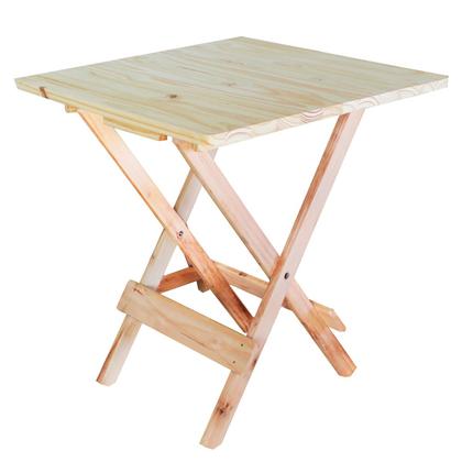 Imagem de Jogo Conjunto 1 Mesa 70x70 e 4 Cadeiras Bar Dobrável em Madeira Sem Pintura