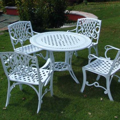 Imagem de Jogo Conjunto de Jardim com Mesa Redonda e 4 Cadeiras Iris Alumínio