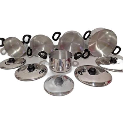Imagem de Jogo Conjunto Panelas 5 Pçs Alumínio Grosso Brilho Espelhado