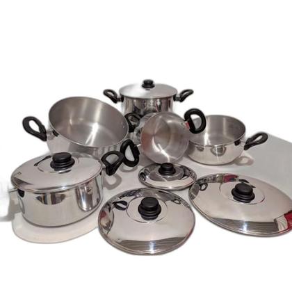 Imagem de Jogo Conjunto Panelas 5 Pçs Alumínio Grosso Brilho Espelhado