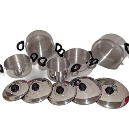 Imagem de Jogo Conjunto Panelas 5 Pçs Alumínio Grosso Brilho Espelhado
