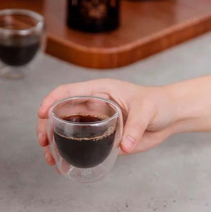 Imagem de Jogo Copo de Café Vidro Borosilicato Parede Dupla 80ml 2 Peças - Yangzi
