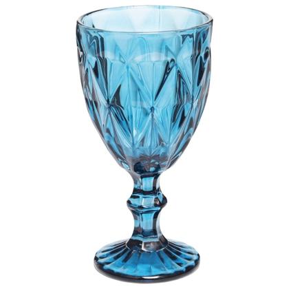 Imagem de Jogo Copo Taça Vidro Diamante Azul Para Agua 300ml - 2 Unid