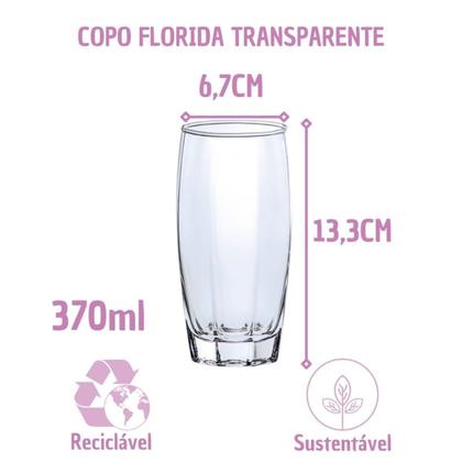 Imagem de Jogo Copos de Vidro 370ml 9 Transparente / 9 Cinza Florida