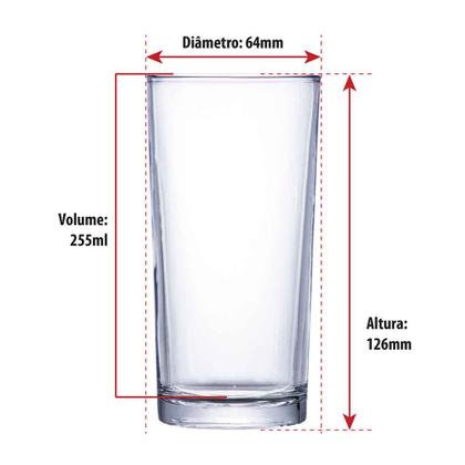 Imagem de Jogo Copos de Vidro Long Drink Copo Para Água e Suco 255ml 6 Peças Ruvolo