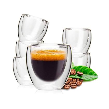 Imagem de Jogo Copos de Vidro Parede Dupla de 80ml 2/3/4/5/6 Unidades